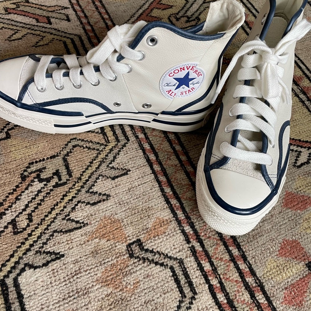 Converse White and Navy High-Tops